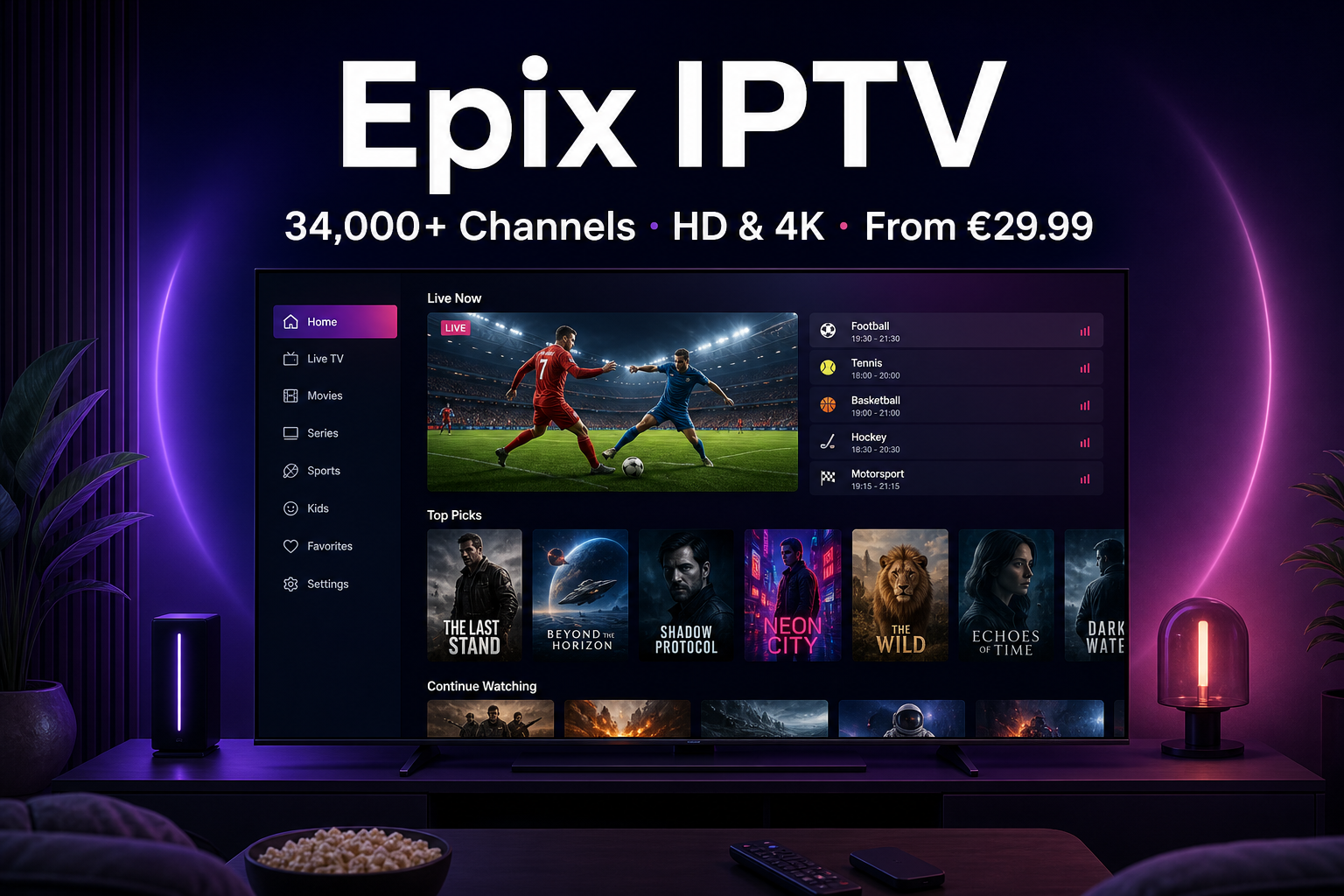 Epix IPTV premium streaming service – live TV, sports and on-demand content from IPTV5