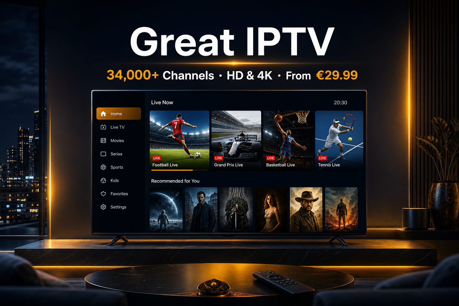 Great IPTV premium streaming service – live TV, sports and on-demand content from IPTV5
