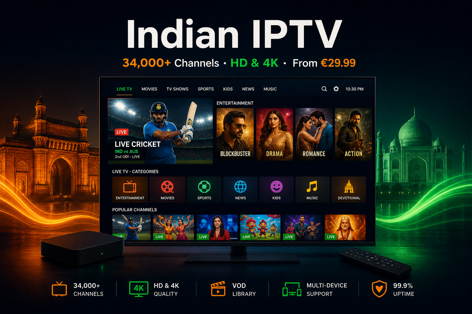 Indian IPTV premium streaming service – live Indian TV, cricket and Bollywood content from IPTV5