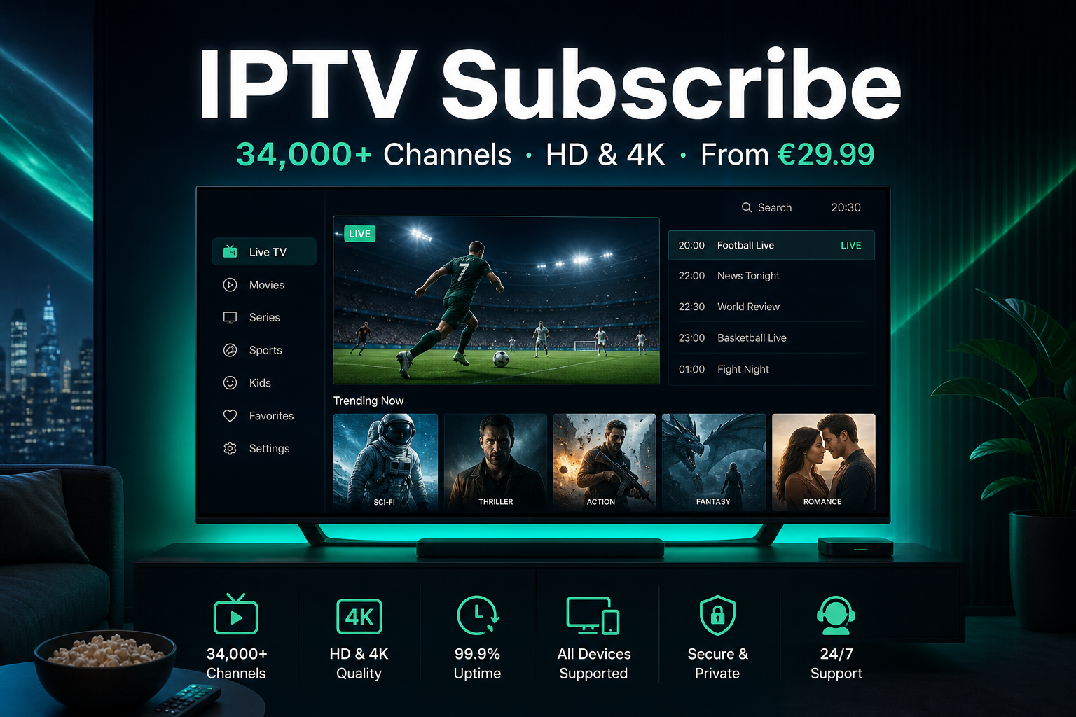 IPTV Subscribe – premium streaming subscription with live TV and on-demand content from IPTV5