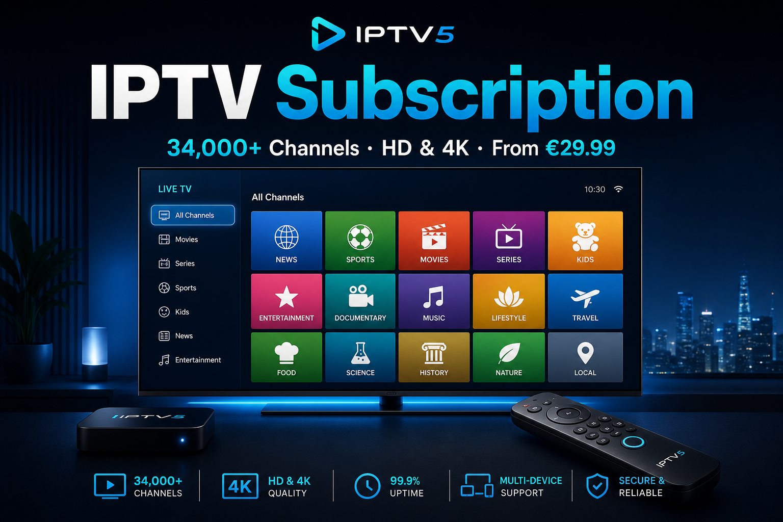 IPTV subscription service – premium live TV and on-demand streaming from IPTV5