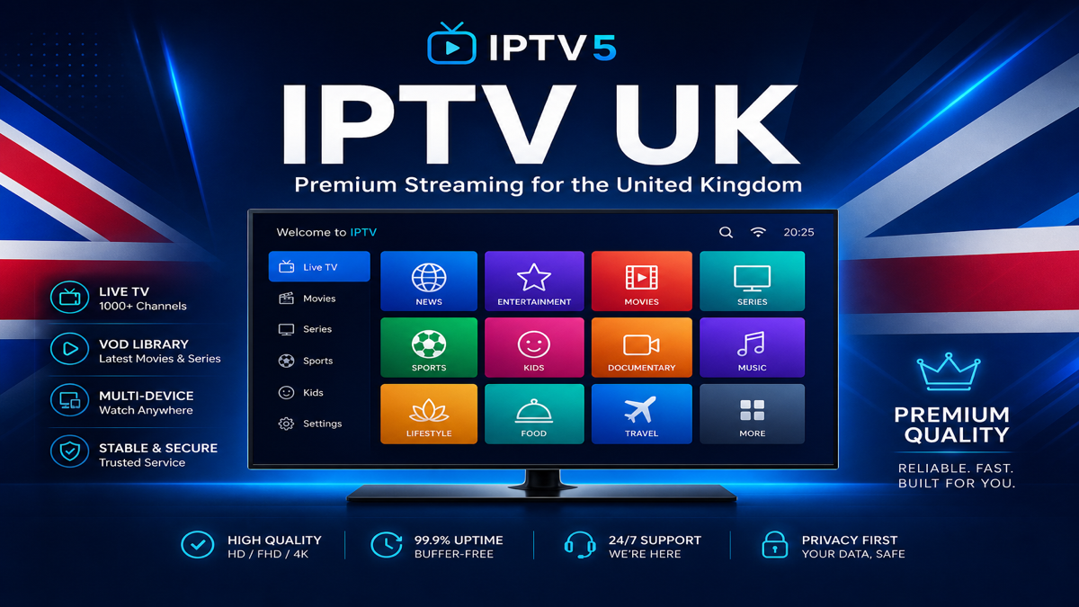 IPTV UK premium streaming service – live TV and on-demand content for the United Kingdom