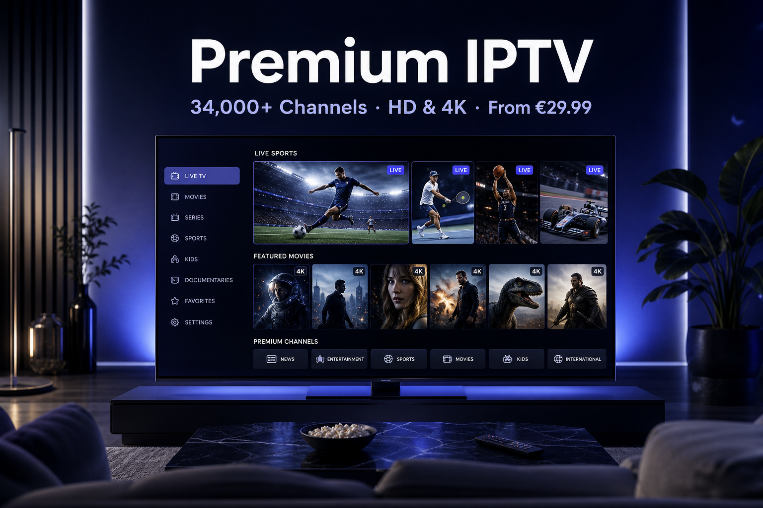 Premium IPTV luxury streaming service – live TV, sports and on-demand content from IPTV5