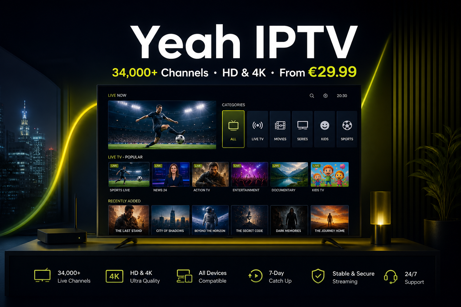 Yeah IPTV premium streaming service – live TV, sports and on-demand content from IPTV5